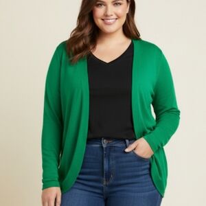 Cato Vibrant Green Open Front Cardigan Women's Size 18/20W Contemporary Colorful